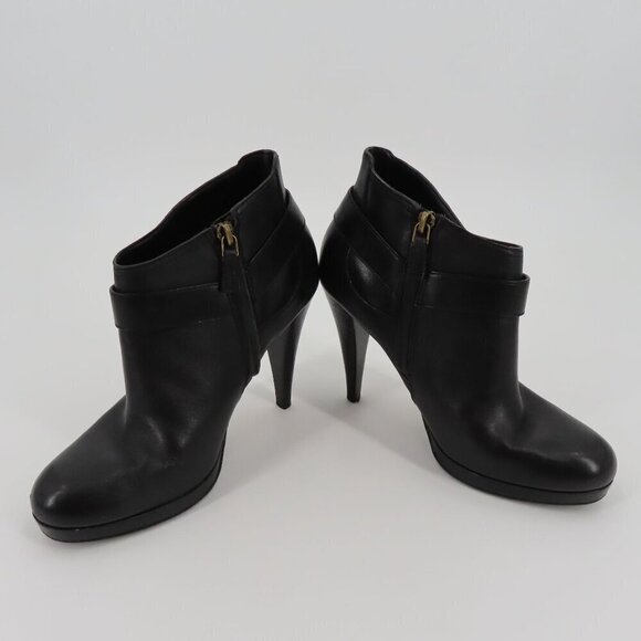 Cole Haan 6.5 B Women Kennedy Solid Black Leather Platform Ankle Boots Booties - Picture 7 of 12